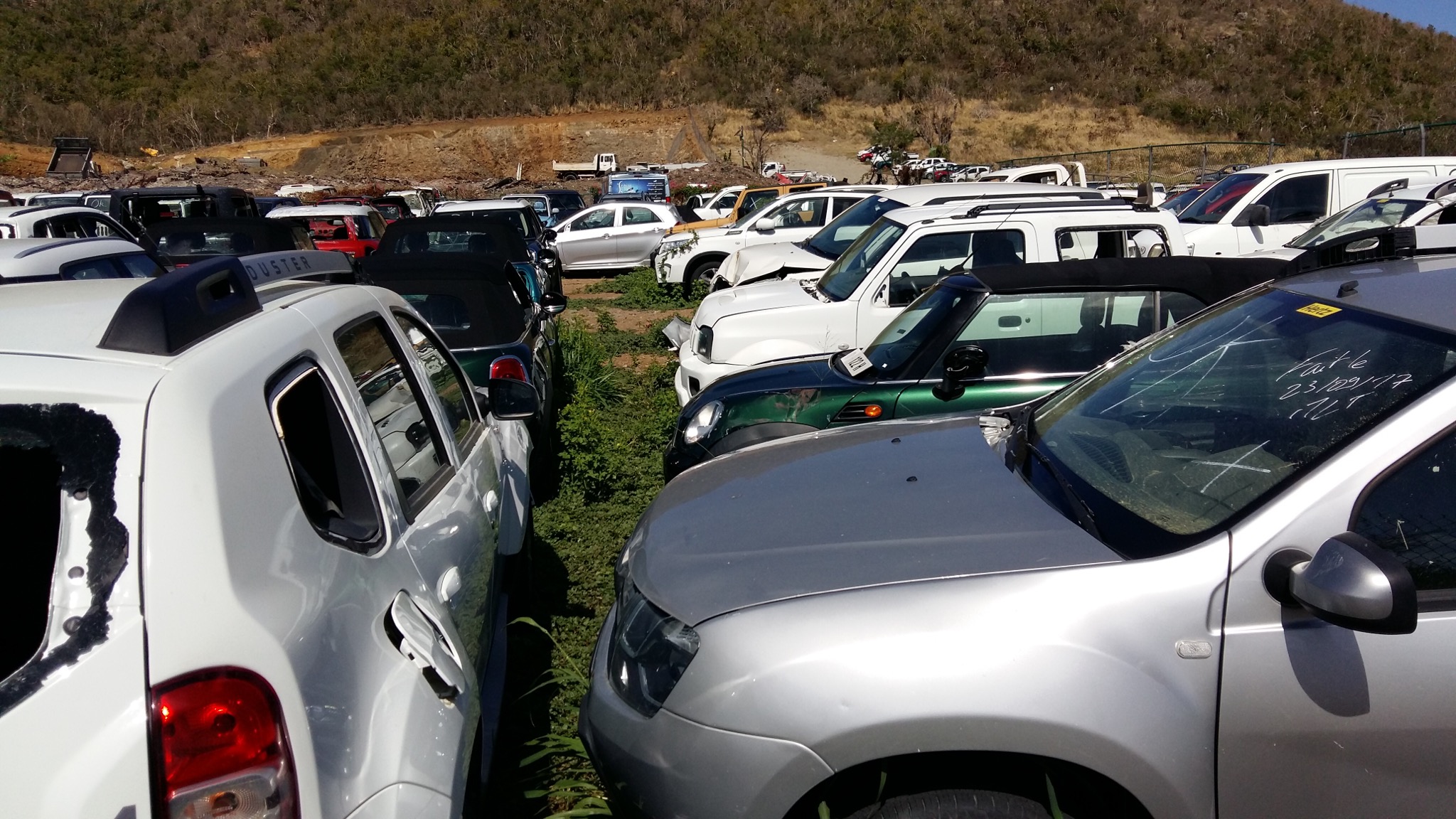 Destroyed cars in St. Barth